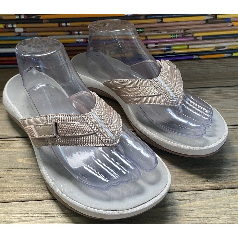 Clarks Cloudsteppers Breeze Sea Flip-Flops Women's Pink Gray Size 9 - Picture 1 of 8